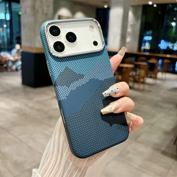 ⁦Luxury Kelvar Carbon Fiber Phone Case for iPhone 17 Air 17 Pro Max Magnetic Wireless Charging Ultra Thin Hard Colorful Cover⁩ - الصورة ⁦3⁩