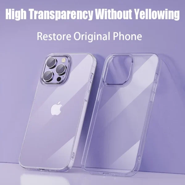⁦Transparent Phone Case For iPhone 16 11 12 13 14 15 Pro Max Soft TPU Silicone For iPhone XS Max XR 8 7Plus Back Cover Clear Case⁩ - الصورة ⁦5⁩