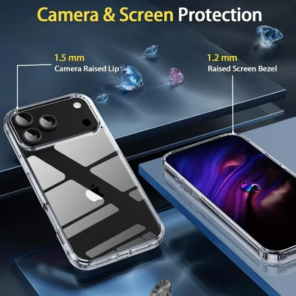 ⁦Shockproof Hard Acrylic Crystal Case for iPhone 17 Pro Max Case Military Grade Back Slim Case for iPhone 17 Air Back Cover Shell⁩ - الصورة ⁦3⁩