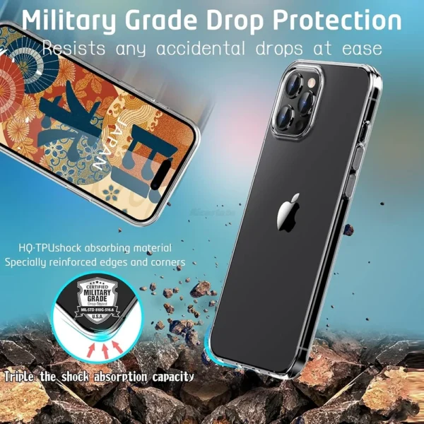 ⁦Ultra Thin Transparent phone Case For iPhone 16 17 15 14 13 12 11 Pro Max Plus Mini Clear Full Back Cover Silicone Soft Shell⁩ - الصورة ⁦2⁩