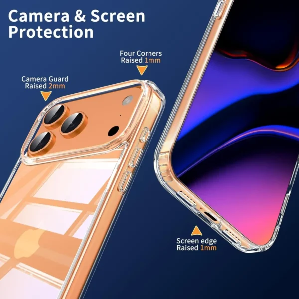 ⁦Transparent Case For iPhone 17 Pro Max 17Air 17pro 17PM Shockproof Protective Phone Cover HD Clear Hard PC Bumper for iPhone 17⁩ - الصورة ⁦3⁩