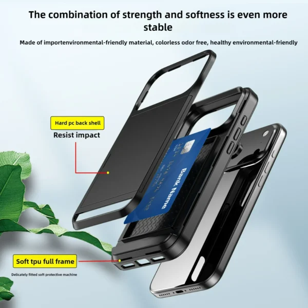 ⁦Case For iPhone 17 Pro Max 16 Pro Max 15 Pro 15 14 13 12 Wallet Card Holder Slide Slot Slim Hard PC Heavy Duty Protective Covers⁩ - الصورة ⁦6⁩