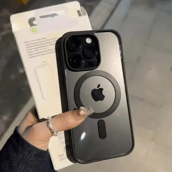 ⁦Transparent Magsafe Magnetic Case For iPhone 16 17 Air 16e 15 14 Plus 13 12 11 Pro Max Wireless Charging Hard Protect Cover⁩ - الصورة ⁦6⁩