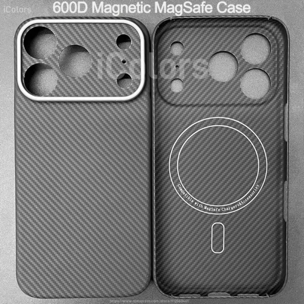 ⁦Magnetic MagSafe Case for iPhone 17 Pro Max/17 Pro/17 Air/17 Aramid Carbon Fiber Case Ultra thin Lightweight Aramid Fiber Cover⁩ - الصورة ⁦5⁩