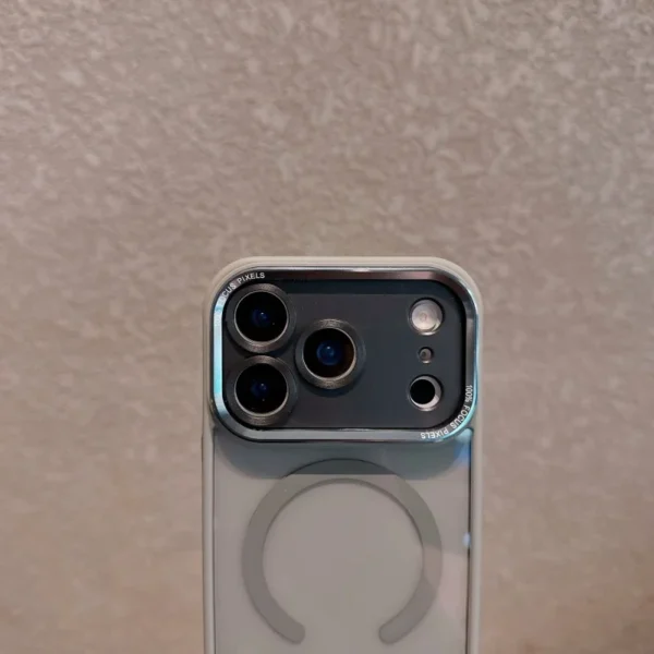 ⁦Luxury Metal lens frame Magnetic Phone Case For iPhone 17 Air 16 15 14 13 12 11 Pro Max Plus Magsafe Wireless Charge Clear Cover⁩ - الصورة ⁦2⁩