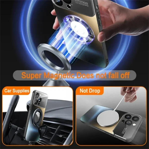 ⁦2025 New Titanium Metallic Matte Case For iPhone 17 Air 16 15 14 13 12 11 Pro Max Plus For Magsafe Lens Camera Protection Cover⁩ - الصورة ⁦3⁩