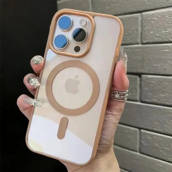 ⁦Transparent Magsafe Magnetic Case For iPhone 16 17 Air 16e 15 14 Plus 13 12 11 Pro Max Wireless Charging Hard Protect Cover⁩ - الصورة ⁦2⁩