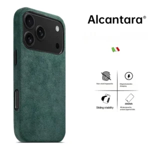 Real Italy Alcantara Magsafe Case for iPhone 17 Pro Max Air Premium Magnetic Cover Suede Leather Cases for iPhone 16 17 Pro Max<span> - </span>Green 9073, For iPhone 17 Pro