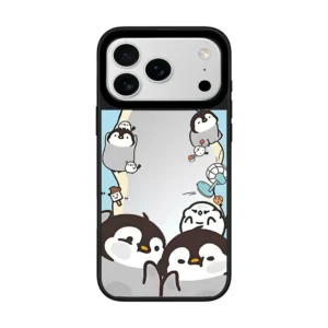 Cartoon Penguin Mirror Surface Cover for iPhone 12 13 14 15 16 17 Pro Max 17 Air Case - Protective Magnetic Case<span> - </span>mirror (no magsafe), For iPhone12 Pro Max