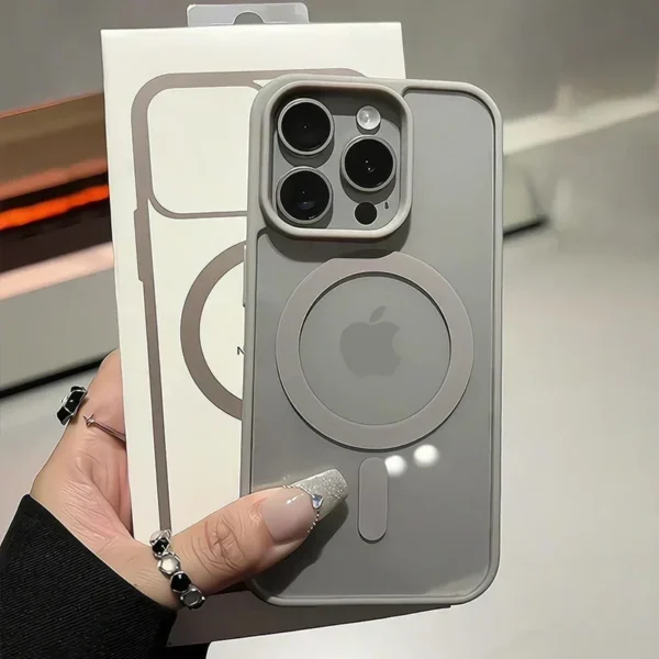 ⁦Transparent Magsafe Magnetic Case For iPhone 16 17 Air 16e 15 14 Plus 13 12 11 Pro Max Wireless Charging Hard Protect Cover⁩ - الصورة ⁦5⁩