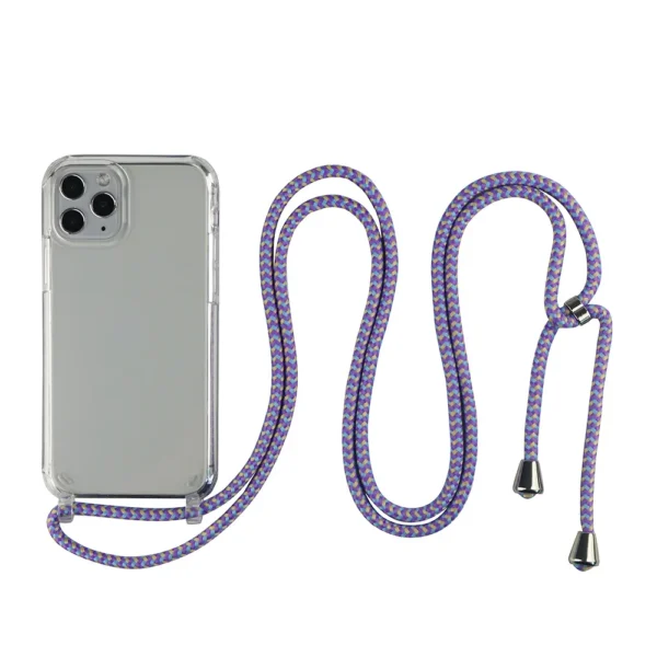 ⁦Crossbody Necklace Cord Lanyard Case For iPhone 17 16 15 13 Pro Max 12 Mini 11 14 Plus Strap Hang Rope Transparent Phone Cover⁩ - الصورة ⁦3⁩