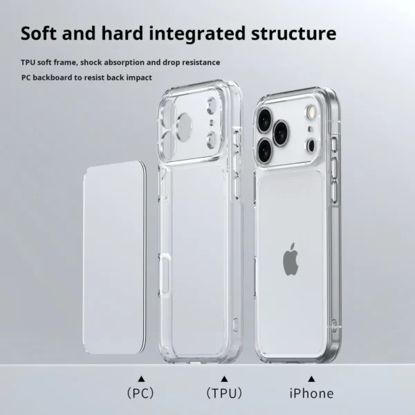 ⁦Luxury Hybrid Transparent Shockproof Phone Case For iPhone 17 Pro Max 17 Air 17Pro Max Clear Hard Acrylic Protective Back Cover⁩ - الصورة ⁦4⁩