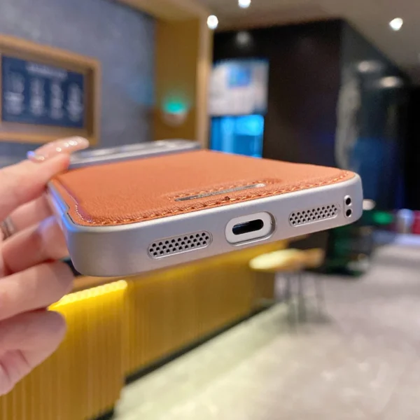 ⁦For Magsafe Leather Borderless Aroma Cooling Case For iPhone 17 16 15 14 13 12 11 Pro Max Plus 17 Air 16E Magnetic Back Cover⁩ - الصورة ⁦5⁩