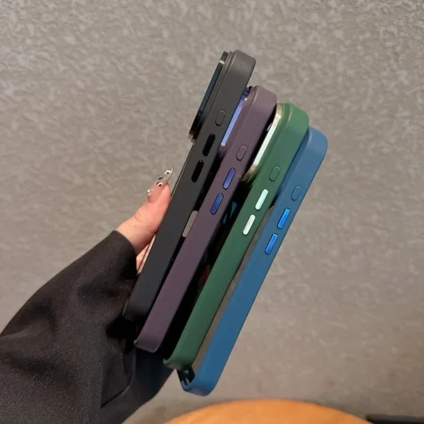 ⁦Luxury Metal lens frame Magnetic Phone Case For iPhone 17 Air 16 15 14 13 12 11 Pro Max Plus Magsafe Wireless Charge Clear Cover⁩ - الصورة ⁦3⁩
