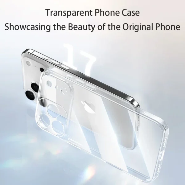 ⁦Luxury Transparent Phone Case For iPhone 17 Pro Max Air Soft TPU Silicone Back Cover Clear Case⁩ - الصورة ⁦3⁩