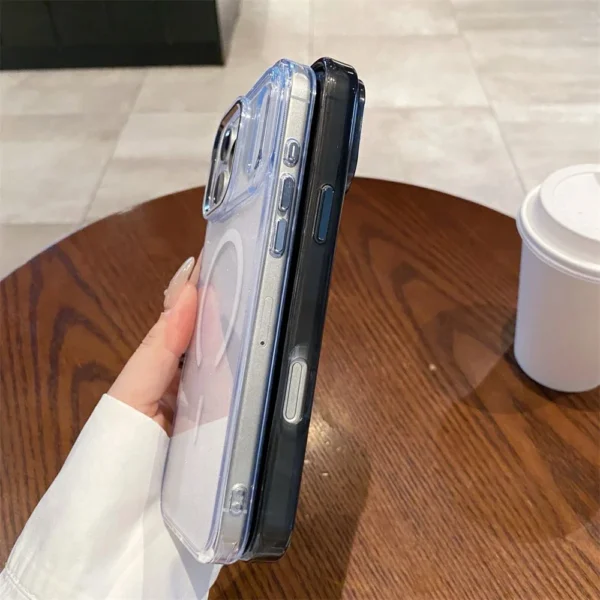 ⁦Glitter Magnetic Wireless Charging Candy Color Case for iPhone 17 Pro Max 17 Air for Magsafe Metal Lens Frame Bling Cover Funda⁩ - الصورة ⁦4⁩