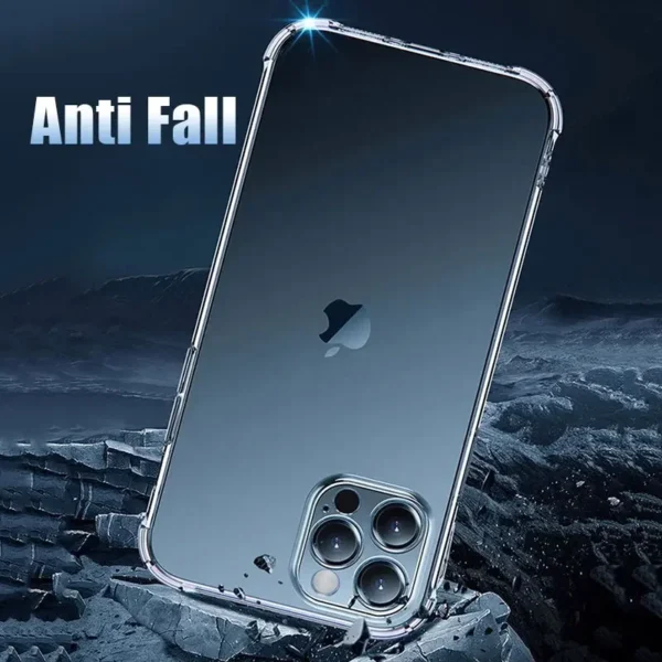 ⁦Shockproof Clear Phone Case For iPhone 11 12 13 14 15 16 17 Pro Max Plus 13 Mini 16E 17Air Silicone Soft Transparent Back Cover⁩ - الصورة ⁦5⁩