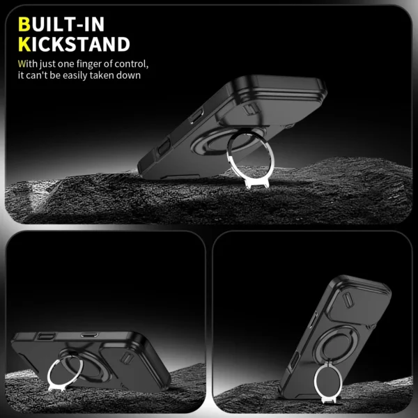 ⁦Slide Camera Protection Magsafe Magnetic Wireless Charging Armor Case for IPhone 17 Air 16e 16 15 Plus 14 13 12 11 Pro Max Cover⁩ - الصورة ⁦5⁩