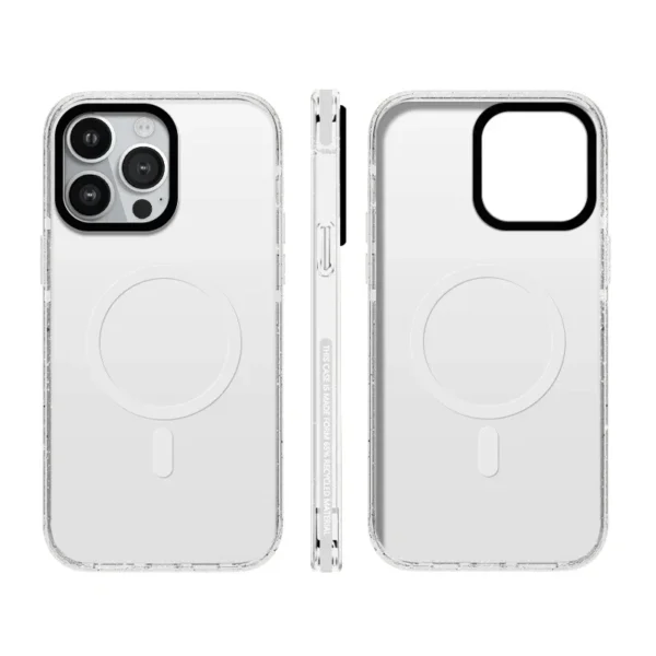 ⁦Black& White Border Acrylic With MagSafe Clear Phone Case For iPhone 17 16 15 14 13 12 Pro Max Anti-drop Shockproof Back Cover⁩ - الصورة ⁦4⁩