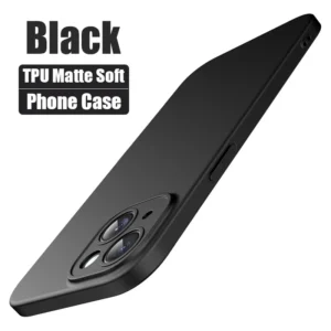 Black Phone Case For iPhone 17 Pro Max 17 Air 16E Matte Soft Back Cover For iPhone 11 12 13 14 15 16 Pro Max Plus 12 Mini Case<span> - </span>Black Soft Case, For iPhone17 Pro Max