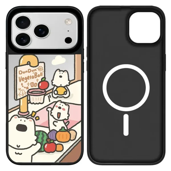 Cartoon White Dog Mirror Surface Cover for iPhone 12 13 14 15 16 17 Pro Max 17 Air Case - Protective Magnetic Case