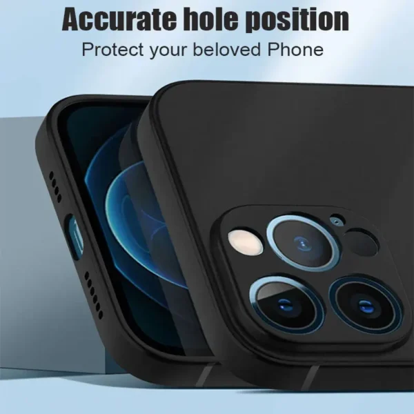⁦Black Phone Case For iPhone 17 Pro Max 17 Air 16E Matte Soft Back Cover For iPhone 11 12 13 14 15 16 Pro Max Plus 12 Mini Case⁩ - الصورة ⁦4⁩