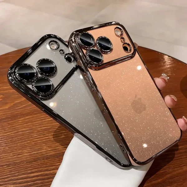 ⁦For iPhone 17 Air 17 Pro Max Luxury Case New Camera Protector Glitter Bling Clear PC Cover for iPhone 13 12 11 14 15 16 Pro Max⁩ - الصورة ⁦2⁩