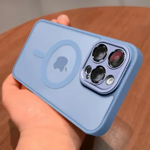 Magnetic Luxury Matte Translucent Armor Shockproof Case For iPhone 16 15 14 13 12 17 Pro Max Plus Magsafe Wireless Charge Cover<span> - </span>Sierra Blue, For iPhone 16