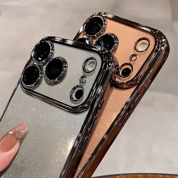 ⁦For iPhone 17 Air 17 Pro Max Luxury Case New Camera Protector Glitter Bling Clear PC Cover for iPhone 13 12 11 14 15 16 Pro Max⁩ - الصورة ⁦4⁩