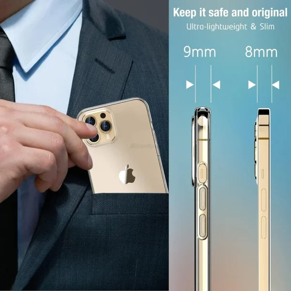 ⁦Ultra Thin Transparent phone Case For iPhone 16 17 15 14 13 12 11 Pro Max Plus Mini Clear Full Back Cover Silicone Soft Shell⁩ - الصورة ⁦5⁩
