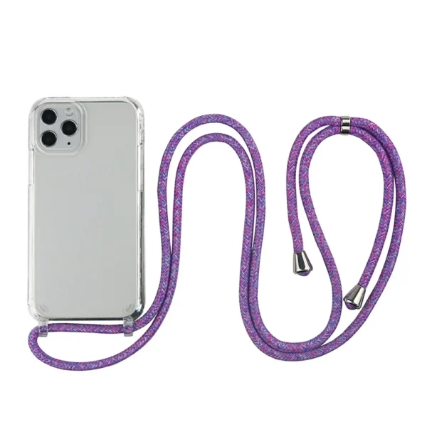 ⁦Crossbody Necklace Cord Lanyard Case For iPhone 17 16 15 13 Pro Max 12 Mini 11 14 Plus Strap Hang Rope Transparent Phone Cover⁩ - الصورة ⁦5⁩