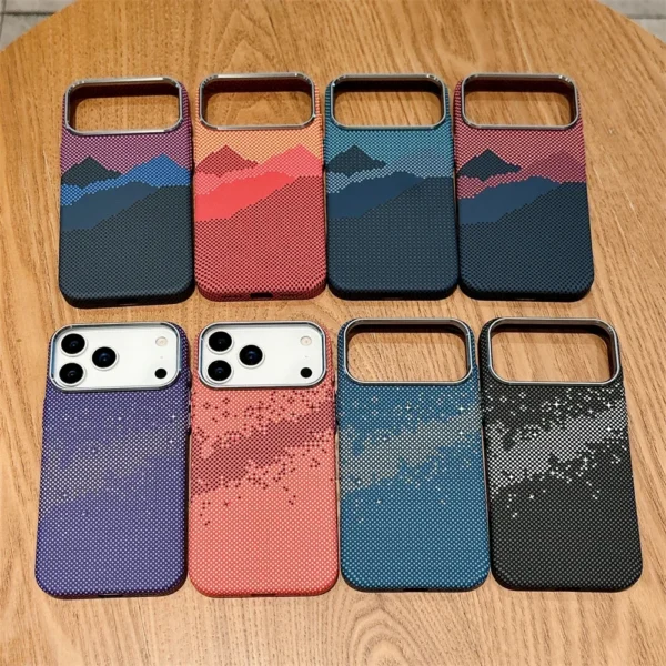 ⁦Luxury Kelvar Carbon Fiber Phone Case for iPhone 17 Air 17 Pro Max Magnetic Wireless Charging Ultra Thin Hard Colorful Cover⁩ - الصورة ⁦6⁩