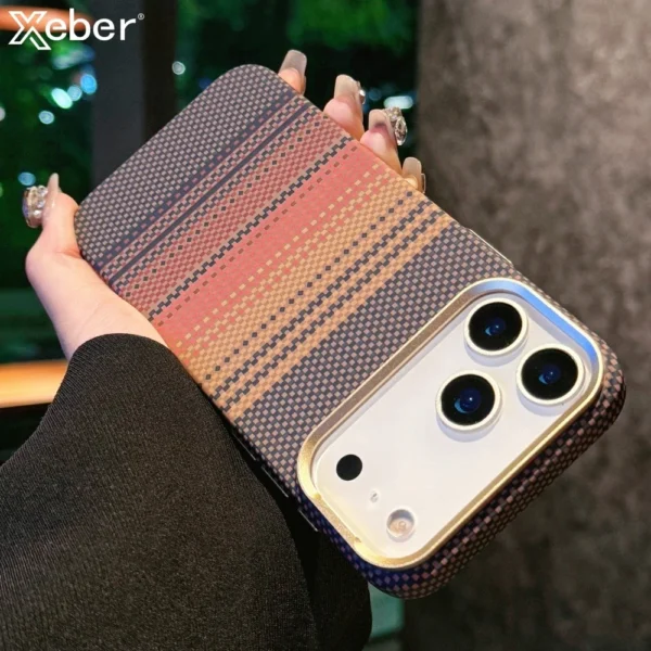 Carbon Fiber Relief Magsafe Case For iPhone 13 14 15 16 17 Pro Max Plus Magnetic Wireless Charging Alloy Lens Shockproof Cover