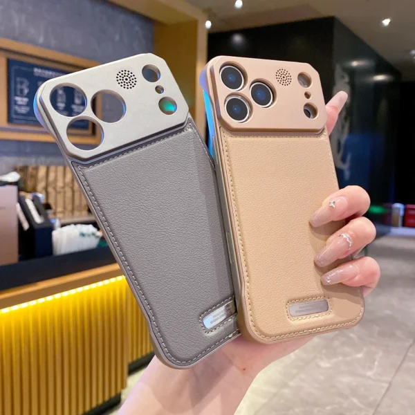 ⁦For Magsafe Leather Borderless Aroma Cooling Case For iPhone 17 16 15 14 13 12 11 Pro Max Plus 17 Air 16E Magnetic Back Cover⁩ - الصورة ⁦2⁩