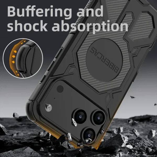 ⁦Military Armor Phone Case For iPhone 17 16 15 14 13 Pro Max 17Air 16E Magnetic Wireless Charging Anti-Drop Protective Cover⁩ - الصورة ⁦4⁩