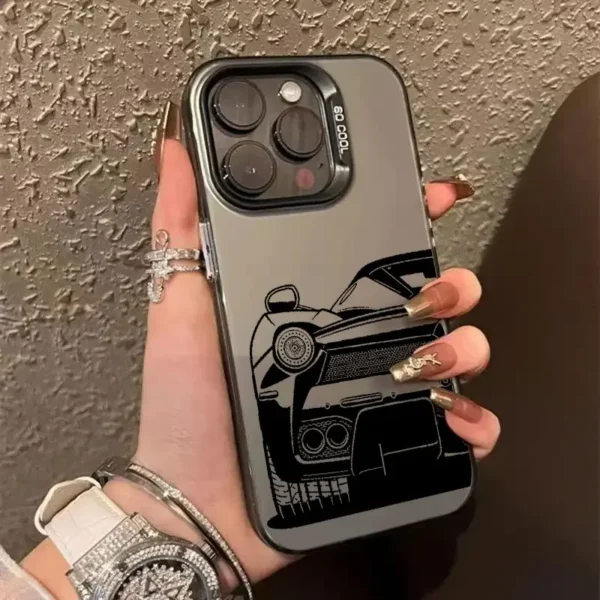 ⁦Male Men Sports Car Cartoon Line Coque For Apple iPhone 17 Air 16e 16 14 15 13 11 Pro Max Plus 12Pro Shockproof Case Phone Cover⁩ - الصورة ⁦3⁩