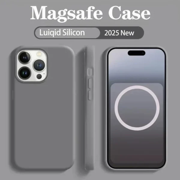 ⁦Original Magsafe Liquid Silicone Soft Case for Apple iPhone 13 16 15 14 12 Pro Max Wireless Charging With Logo 16 Magnetic Cover⁩ - الصورة ⁦2⁩