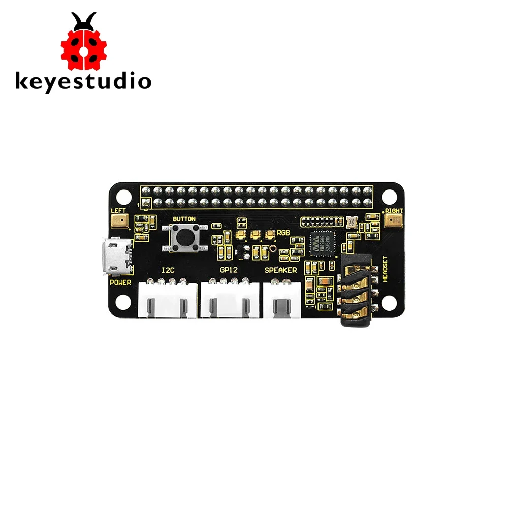 Keyestudio 5V ReSpeaker 2-Mic Pi HAT V1.0 Expansion Board For Raspberry Pi 4B/3B+/3B CE Certification