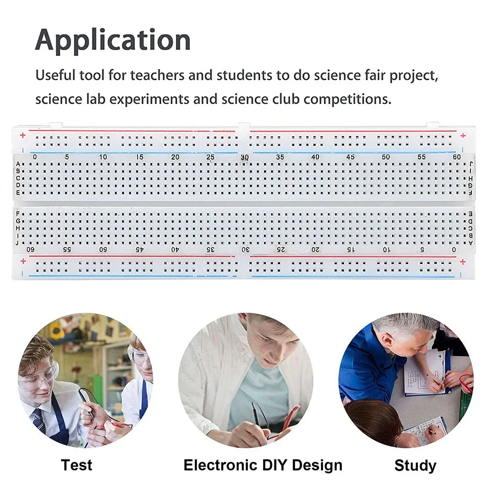 3PCS HI-Q Breadboard 830 Point Solderless PCB Bread Board MB-102 Gift Box For Arduino Proto Shield DIY - الصورة 6