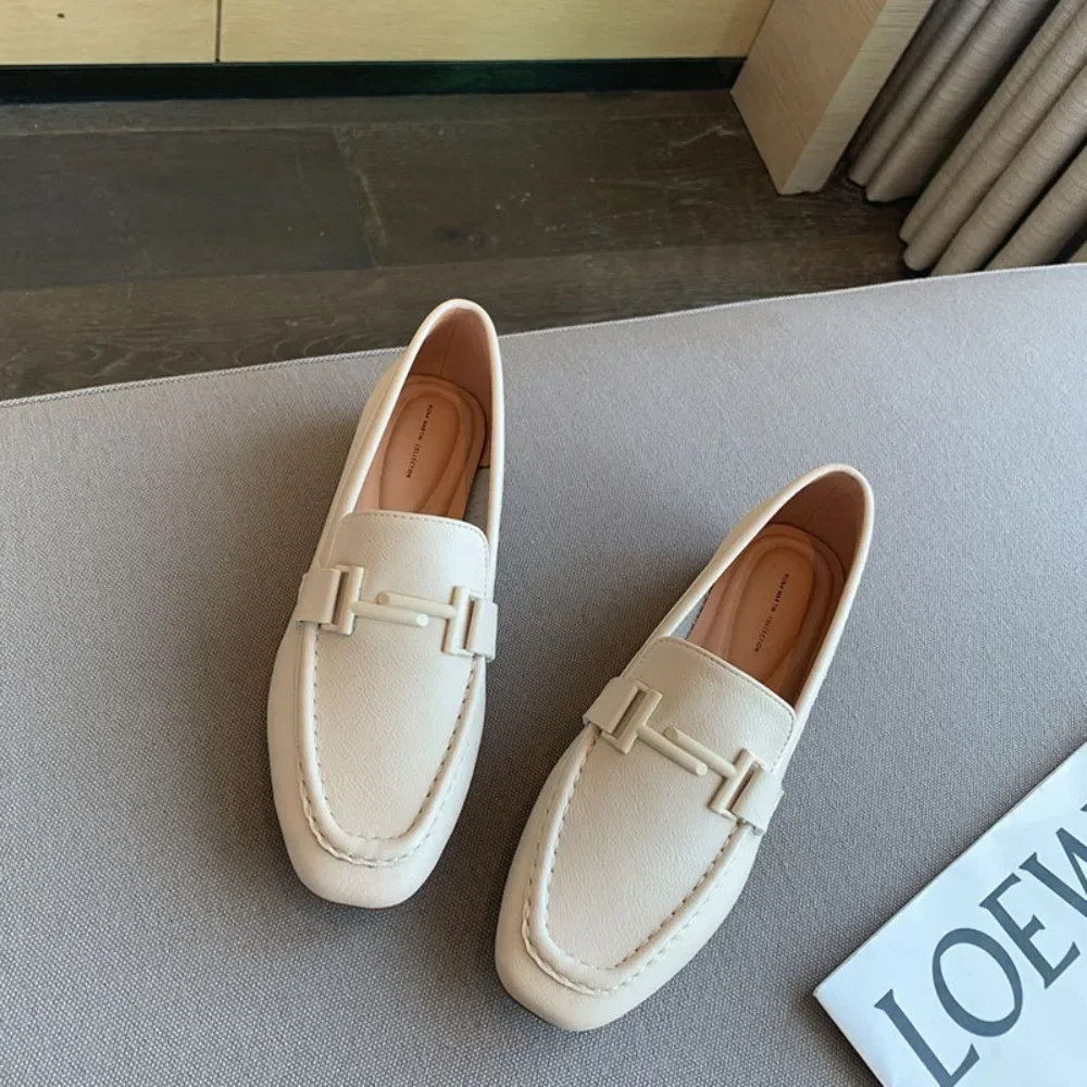 Single Shoe Women's 2025 Autumn New Loafers Lazy One Foot Flat Shoes Womens Shoes British Leather Shoes for Women Flats Ladies