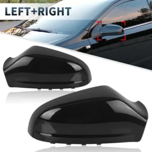 Car Left Right Door Side Wing Rearview Mirror Cover Cap for Vauxhall Opel Astra H MK5 2004-2009 Saturn/Holden Astra Black/Sliver<span> - </span>1pair Glossy Black