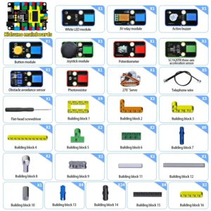 Keyestudio Kidsbits STEM Electronic Building Blocks Smart Binsite Kit For Arduino ESP32&UNO Projects Programming Compatible Lego<span> - </span>Kidsuno Mainboard