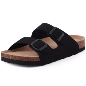 Evshine Men Cork Slippers Summer Cork Footbed Clogs Sandals Women Outdoor Suede Beach Slides With Arch Support Men Clogs Sandals