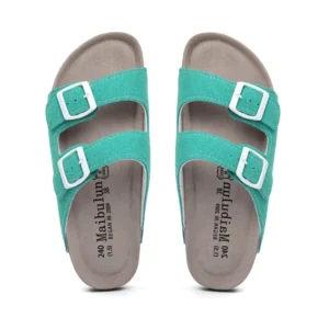 Nubuck Women Cork Slippers Summer Mule Clogs Flats Sandals Slides Casual Beach Couple Double Buckle Soft Shoes Footwear Big Size