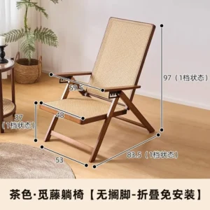 كرسي صالة الروطان القابل للطي-5-وضع كرسي قابل للتعديل لكبار السن كرسي النوم المحمول لشرفة الفناء تحمل قوي<span> - </span>a299