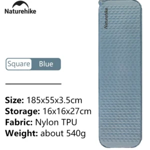 Naturehike 2024 جديد نفخ فراش خفيفة قابلة للطي سريعة الذاتي تضخيم سرير قابل للنفخ الإسفنج حصيرة التخييم مرتبة هوائية<span> - </span>square-blue
