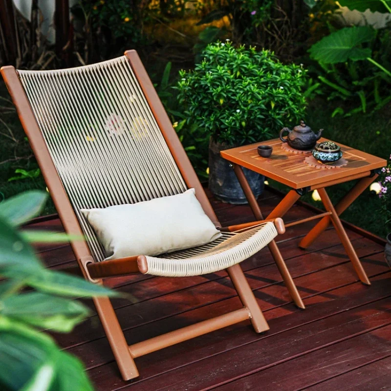 الشمال كرسي صالة كرسي مريح الروطان الاسترخاء كراسي قابلة للطي غرفة المعيشة الفاخرة سرير قابل للطي كرسي الاسترخاء المحمولة - الصورة 2