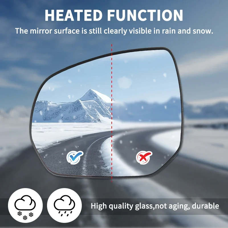 Convex Wide Angle Side Wing Rear View Mirror Glass Heated /Mirror Cover Cap for Peugeot 3008 2009-2016 for Citroen C3 C4 Picasso - الصورة 2