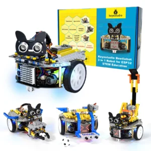 Keyestudio ESP32 Robot Smart Car Kit+11 Projects For Arduino ESP32 Robot Car Scratch/Python Programming Compatible Lego Blocks