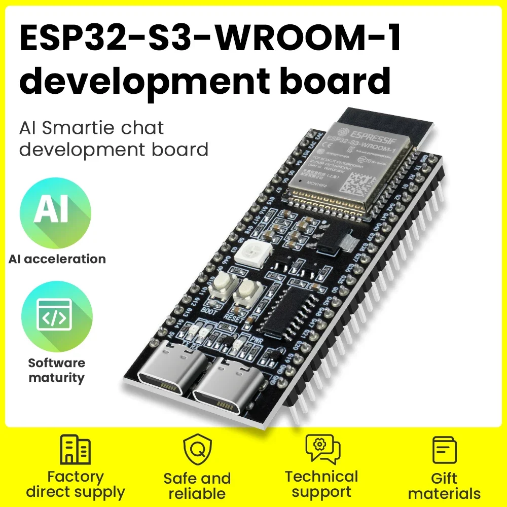 ESP32-S3-DevKitC-1N16R8 Dual Type-C Port Development Board 8MB PSRAM 44Pin CORE Board Wifi 4.0 BT5.0 For Arduino IDE Programming